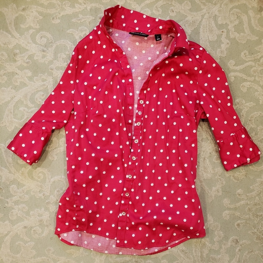 Hot pink polka dot shirt